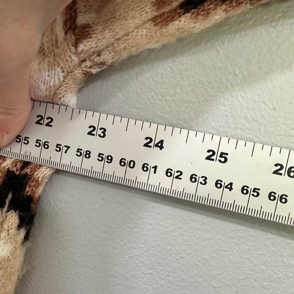 FRYE Geometric Fair Isle Knit Sweater Women's Size Medium Tan Brown Cream - Picture 7 of 7